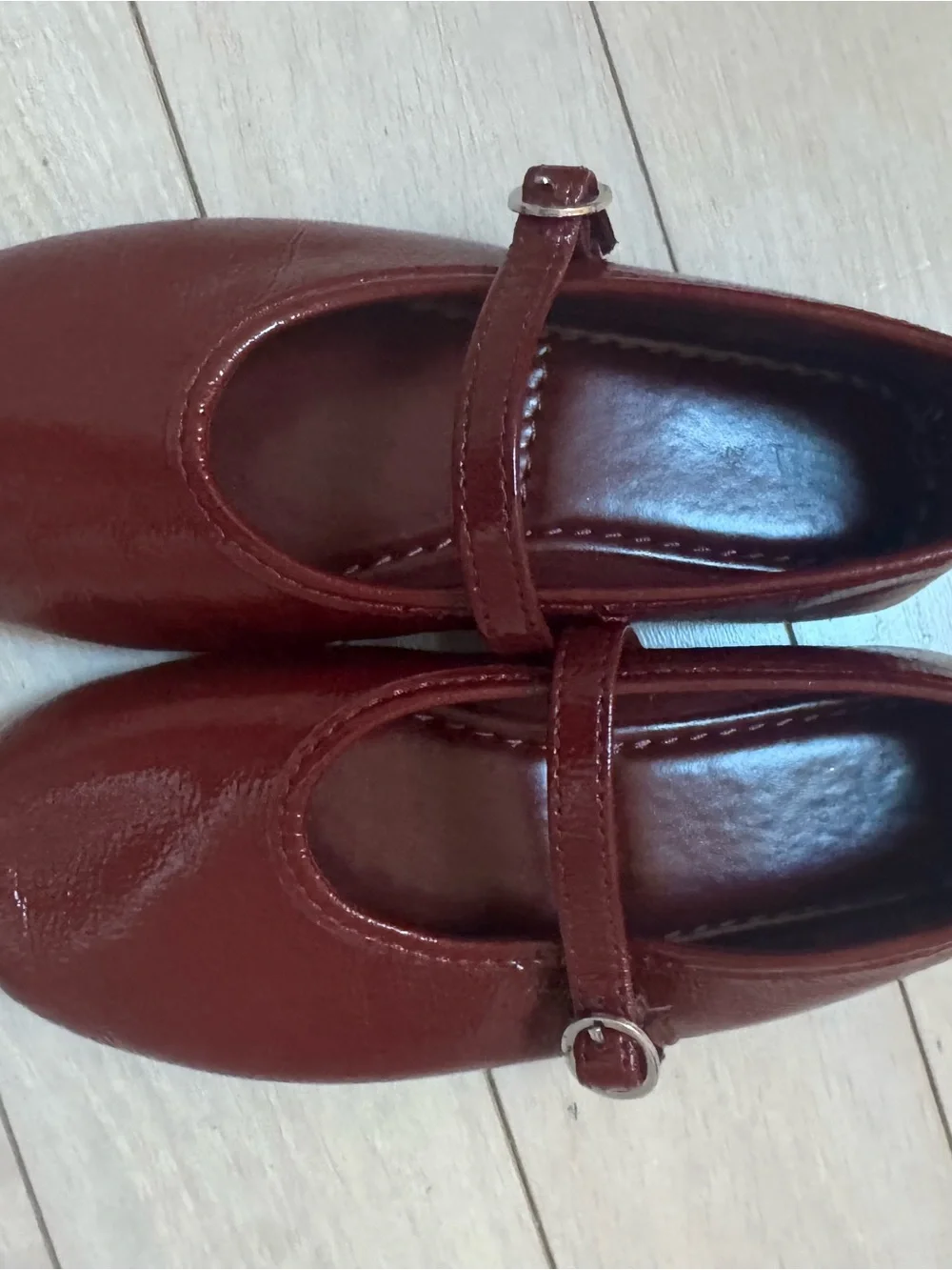Zara Girls' Patent Mary Jane Shoes - Burgundy